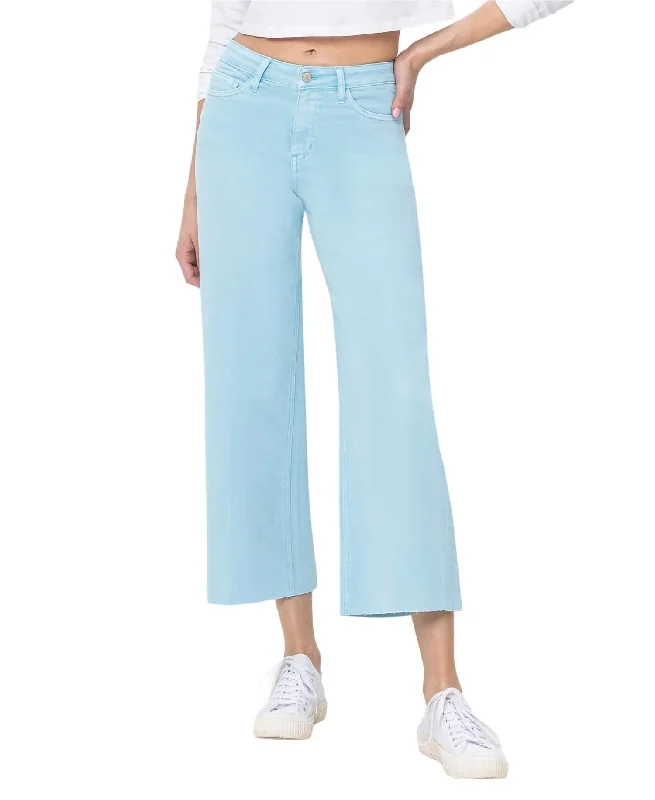 Dressing Tips High Rise Crop Wide Leg Jeans In Pastel Turquoise