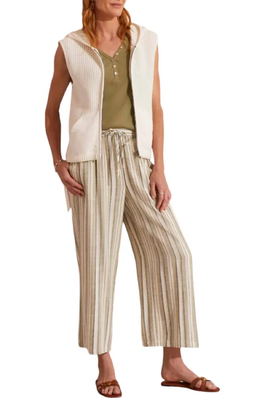 Summer Selection Flowy Woven Crop Pants In Cactus
