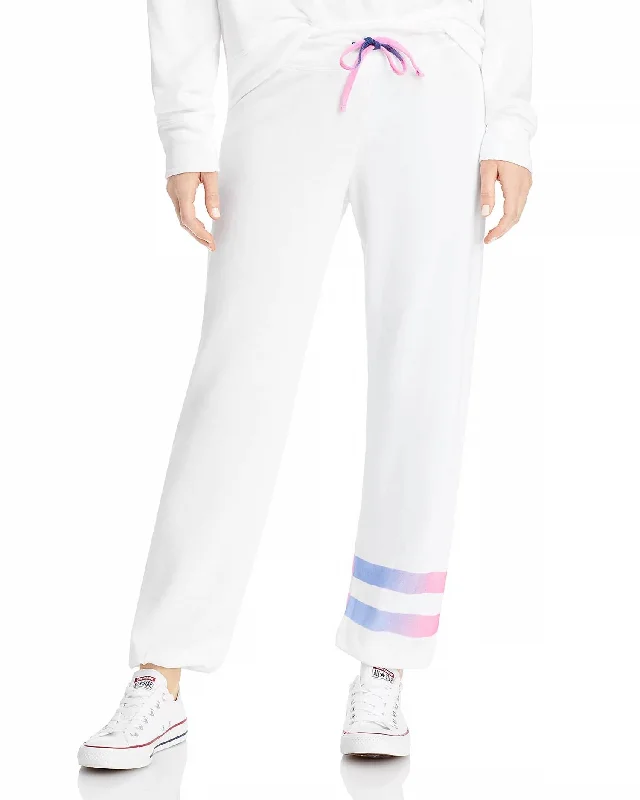 Basic Version Ombré Stripe Sweatpants In White Ombré Pink Stripe