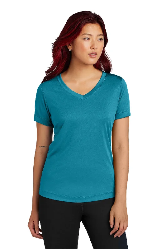 Wandering freely Sport-Tek Womens Competitor Moisture Wicking Short Sleeve V-Neck T-Shirt - Tropic Blue