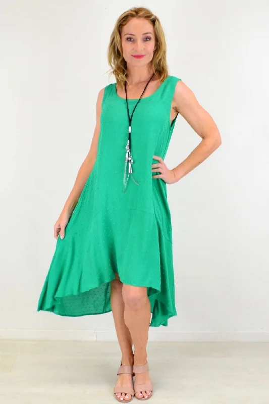 Stylish Fit Grass Green Ladies Day Shift Dress Tunic