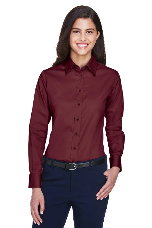 High Street Style Harriton Womens Wrinkle Resistant Long Sleeve Button Down Shirt - Wine High Street Style Harriton Womens Wrinkle Resistant Long Sleeve Button Down Shirt - Wine