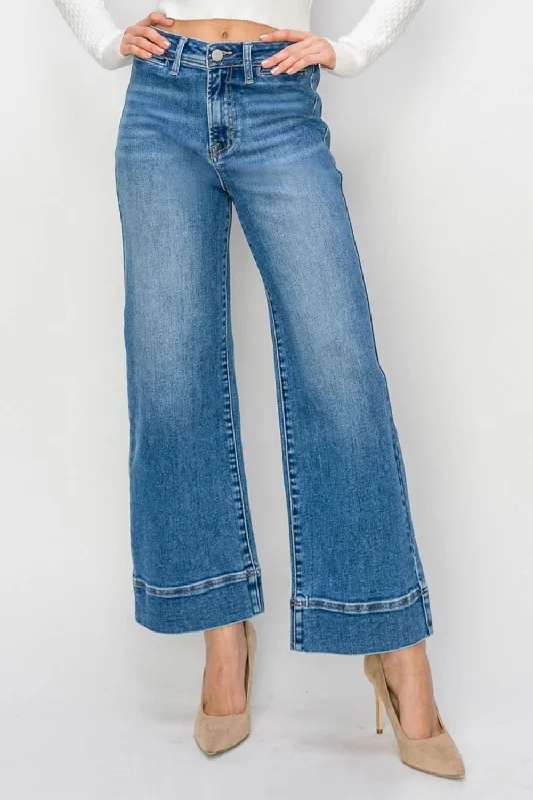 Soft Knitwear RISEN Full Size High Rise Wide Leg Jeans