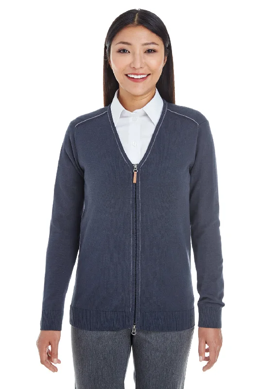 Dessert Matching Devon & Jones Womens Manchester Jersey Full Zip Sweater - Navy Blue - Closeout