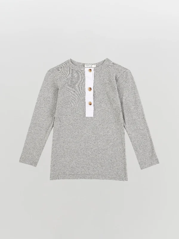 Girl Style mini rib placket long sleeve t.shirt
