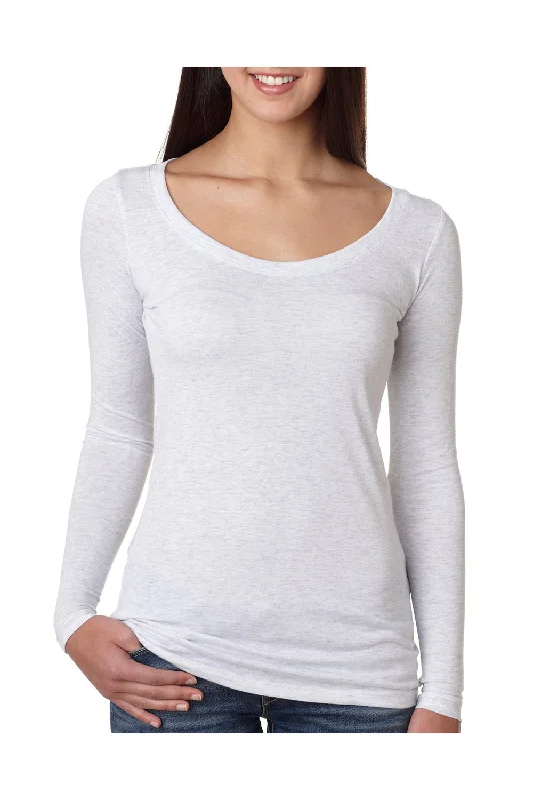 Spiritual Vitality Next Level Womens Jersey Long Sleeve Scoop Neck T-Shirt - Heather White - Closeout Spiritual Vitality Next Level Womens Jersey Long Sleeve Scoop Neck T-Shirt - Heather White - Closeout