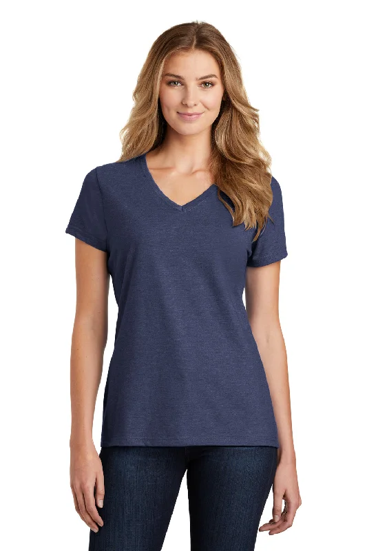 Elegant Style Port & Company Womens Fan Favorite Short Sleeve V-Neck T-Shirt - Heather Team Navy Blue Elegant Style Port & Company Womens Fan Favorite Short Sleeve V-Neck T-Shirt - Heather Team Navy Blue