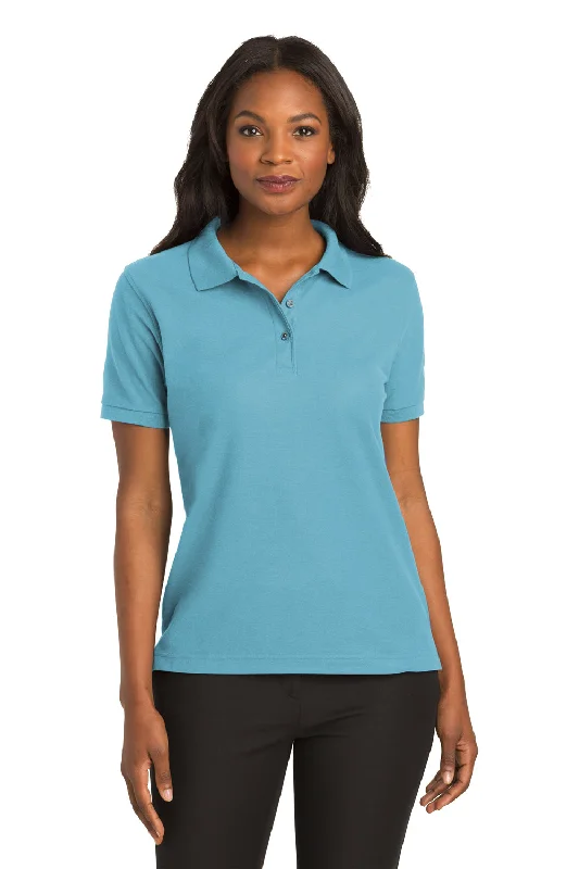 Relaxed Looks Port Authority Womens Silk Touch Wrinkle Resistant Short Sleeve Polo Shirt - Maui Blue Relaxed Looks Port Authority Womens Silk Touch Wrinkle Resistant Short Sleeve Polo Shirt - Maui Blue