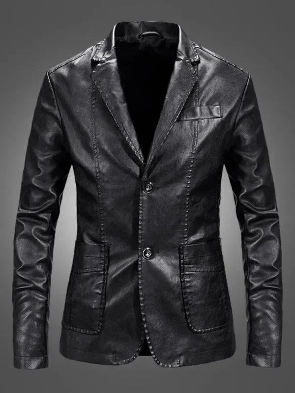Sporty Elegance Men Blazer - Casual Leather Slim Fit Blazer
