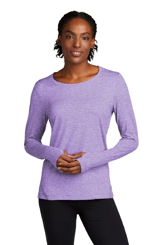 Luxury Temperament Sport-Tek Womens Exchange 1.5 Long Sleeve Crewneck T-Shirt - Heather Hyacinth Purple