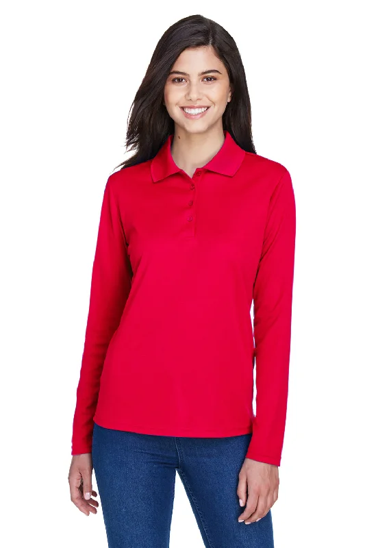 Lazy Home Core 365 Womens Pinnacle Performance Moisture Wicking Long Sleeve Polo Shirt - Classic Red Lazy Home Core 365 Womens Pinnacle Performance Moisture Wicking Long Sleeve Polo Shirt - Classic Red