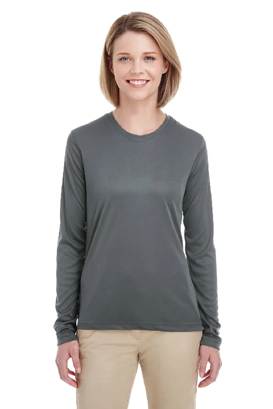 French Style UltraClub Womens Cool & Dry Performance Moisture Wicking Long Sleeve Crewneck T-Shirt - Charcoal Grey French Style UltraClub Womens Cool & Dry Performance Moisture Wicking Long Sleeve Crewneck T-Shirt - Charcoal Grey