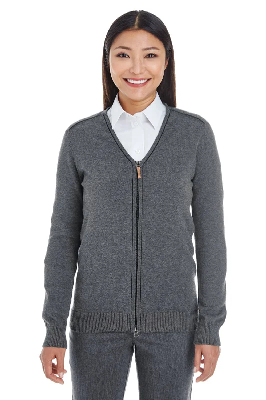 Versatile Items Devon & Jones Womens Manchester Jersey Full Zip Sweater - Heather Dark Grey - Closeout