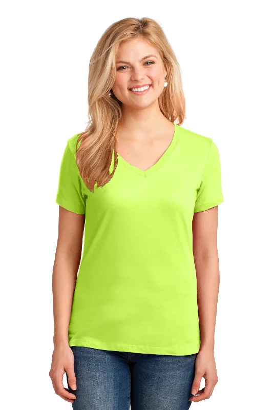 Casual Ease Port & Company Womens Core Short Sleeve V-Neck T-Shirt - Neon Yellow - Closeout Casual Ease Port & Company Womens Core Short Sleeve V-Neck T-Shirt - Neon Yellow - Closeout