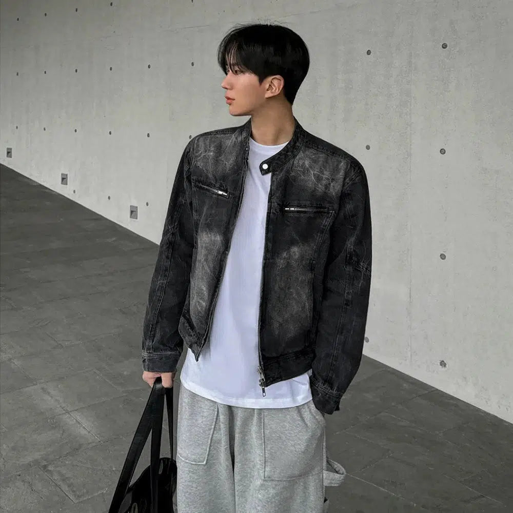 Fashion Comfort Stand Collar Denim Jacket
