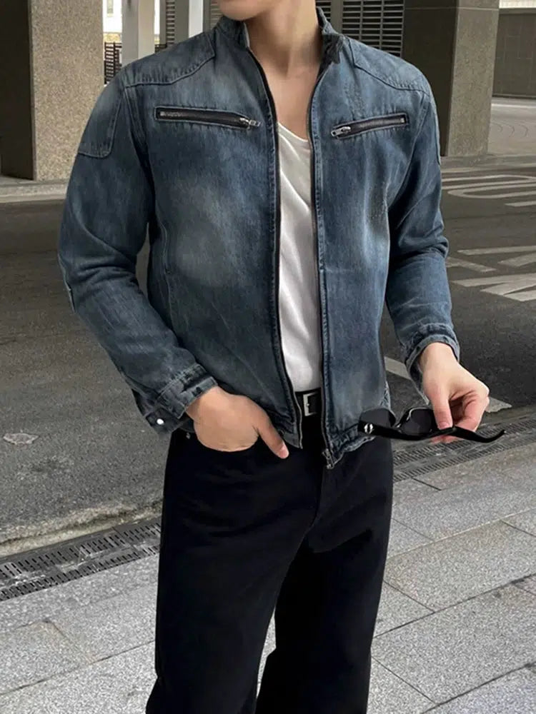 Trendy Looks Chest Pockets Denim Zipper Jacket