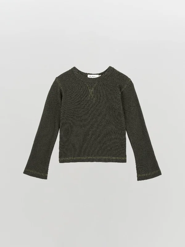 Short Design rib heritage waffle long sleeve t.shirt