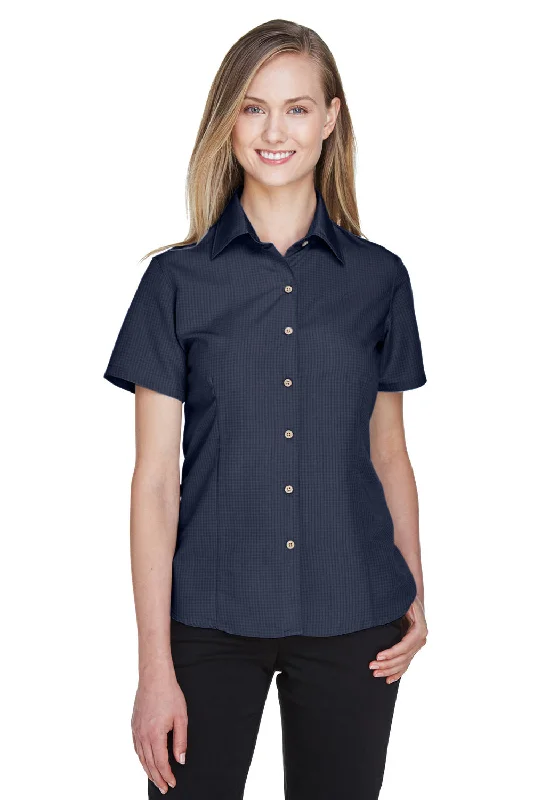 Comfortable Fitwear Harriton Womens Barbados Wrinkle Resistant Short Sleeve Button Down Camp Shirt - Navy Blue Comfortable Fitwear Harriton Womens Barbados Wrinkle Resistant Short Sleeve Button Down Camp Shirt - Navy Blue