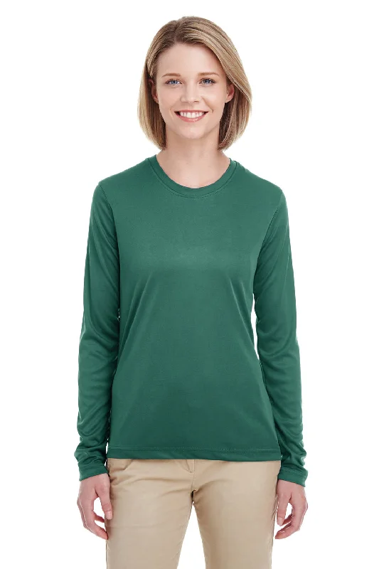 Simple And Comfortable UltraClub Womens Cool & Dry Performance Moisture Wicking Long Sleeve Crewneck T-Shirt - Forest Green Simple And Comfortable UltraClub Womens Cool & Dry Performance Moisture Wicking Long Sleeve Crewneck T-Shirt - Forest Green