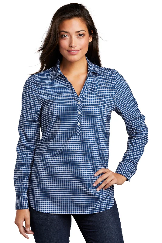 Fashionable Items Port Authority Womens City Moisture Wicking Long Sleeve Polo Shirt - True Blue/White Fashionable Items Port Authority Womens City Moisture Wicking Long Sleeve Polo Shirt - True Blue/White