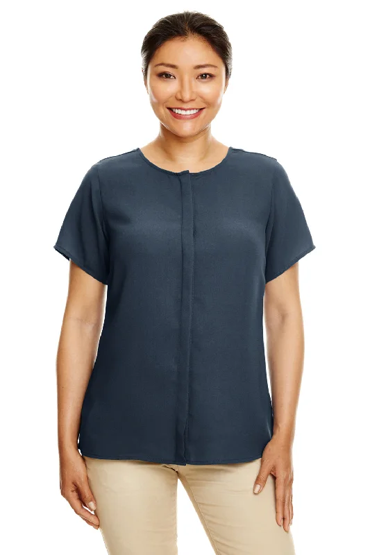 Low-key Luxury Devon & Jones Womens Perfect Fit Short Sleeve Blouse - Navy Blue