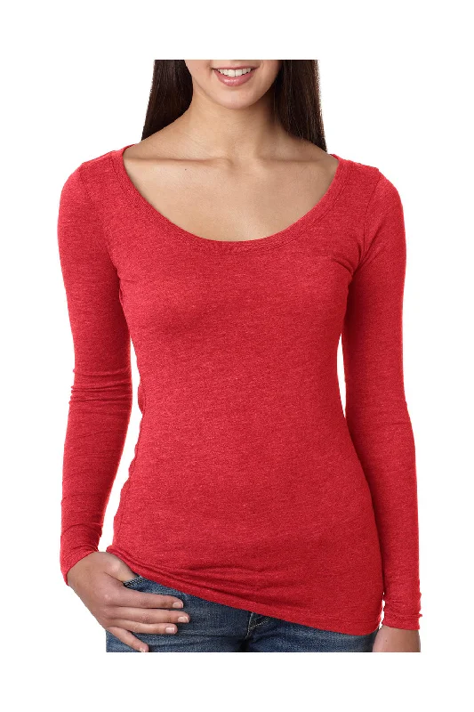 Fashion Must-have Next Level Womens Jersey Long Sleeve Scoop Neck T-Shirt - Vintage Red - Closeout Fashion Must-have Next Level Womens Jersey Long Sleeve Scoop Neck T-Shirt - Vintage Red - Closeout
