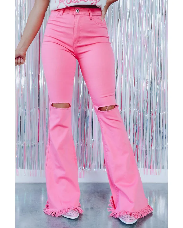 Versatile Style Azura Exchange Vintage Flare Leg Ripped Raw Hem Jeans - 12 US