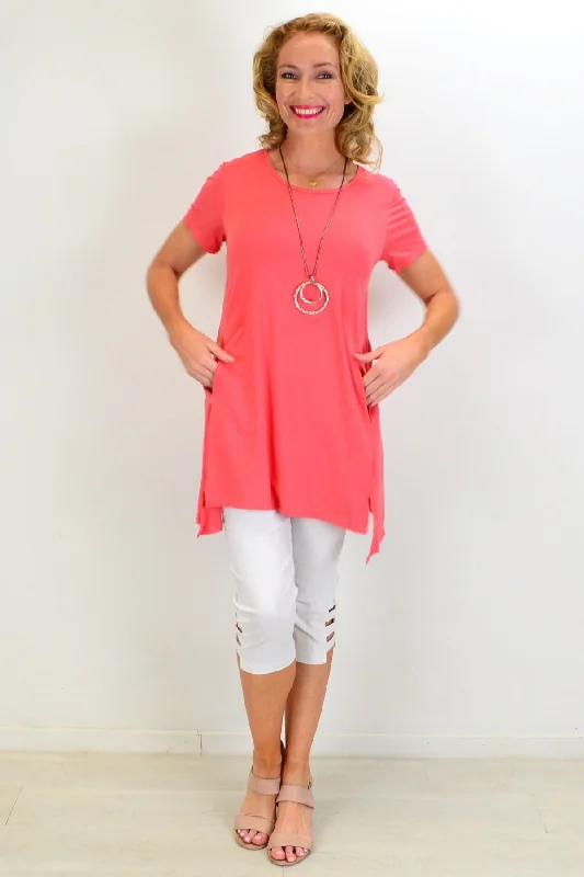 Timeless Outfits Apricot Bamboo Pocket Tunic Top
