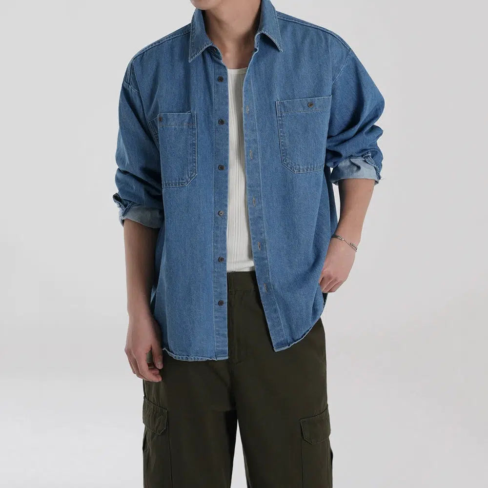 Soft Looks Pockets Denim Button-Up Jacket