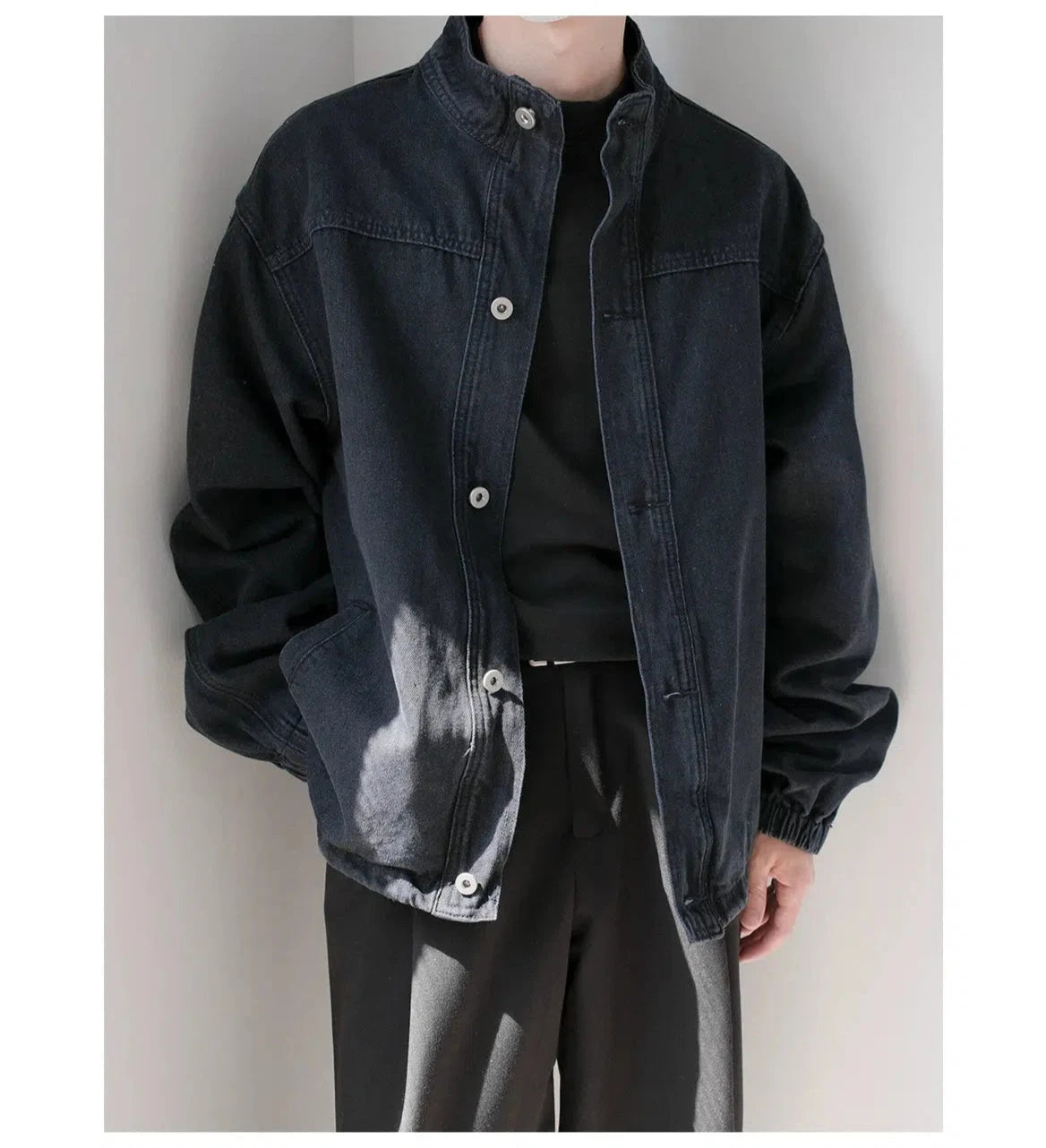 Cozy Apparel Elastic Cuffs Casual Denim Jacket