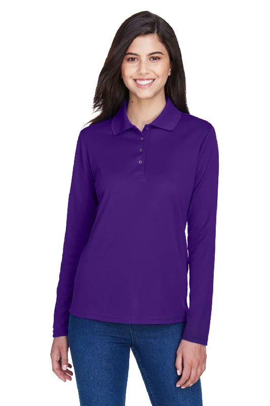 Soft And Comfortable Core 365 Womens Pinnacle Performance Moisture Wicking Long Sleeve Polo Shirt - Campus Purple