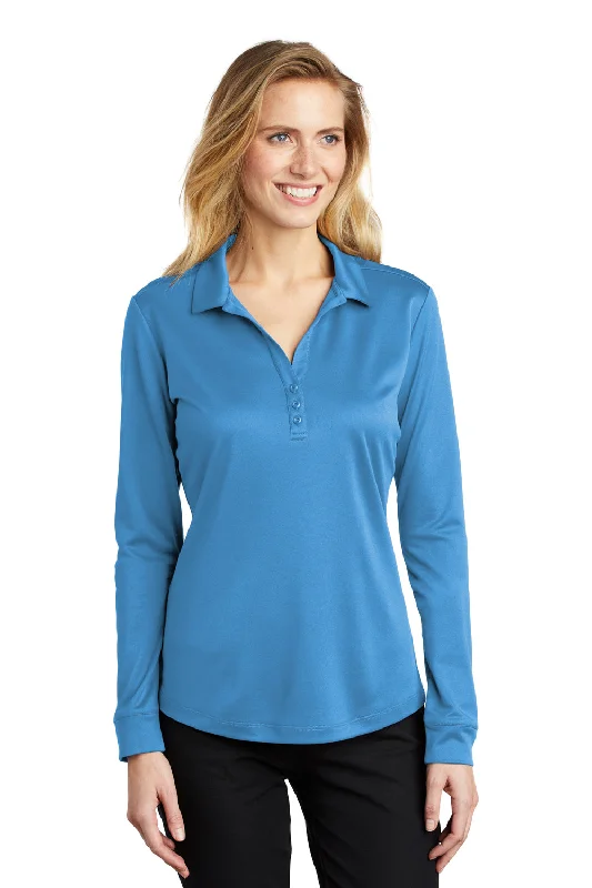 Feminine Charm Port Authority Womens Silk Touch Performance Moisture Wicking Long Sleeve Polo Shirt - Carolina Blue - Closeout Feminine Charm Port Authority Womens Silk Touch Performance Moisture Wicking Long Sleeve Polo Shirt - Carolina Blue - Closeout