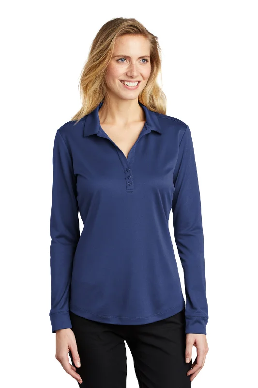 Double-sided Wear Port Authority Womens Silk Touch Performance Moisture Wicking Long Sleeve Polo Shirt - Royal Blue Double-sided Wear Port Authority Womens Silk Touch Performance Moisture Wicking Long Sleeve Polo Shirt - Royal Blue