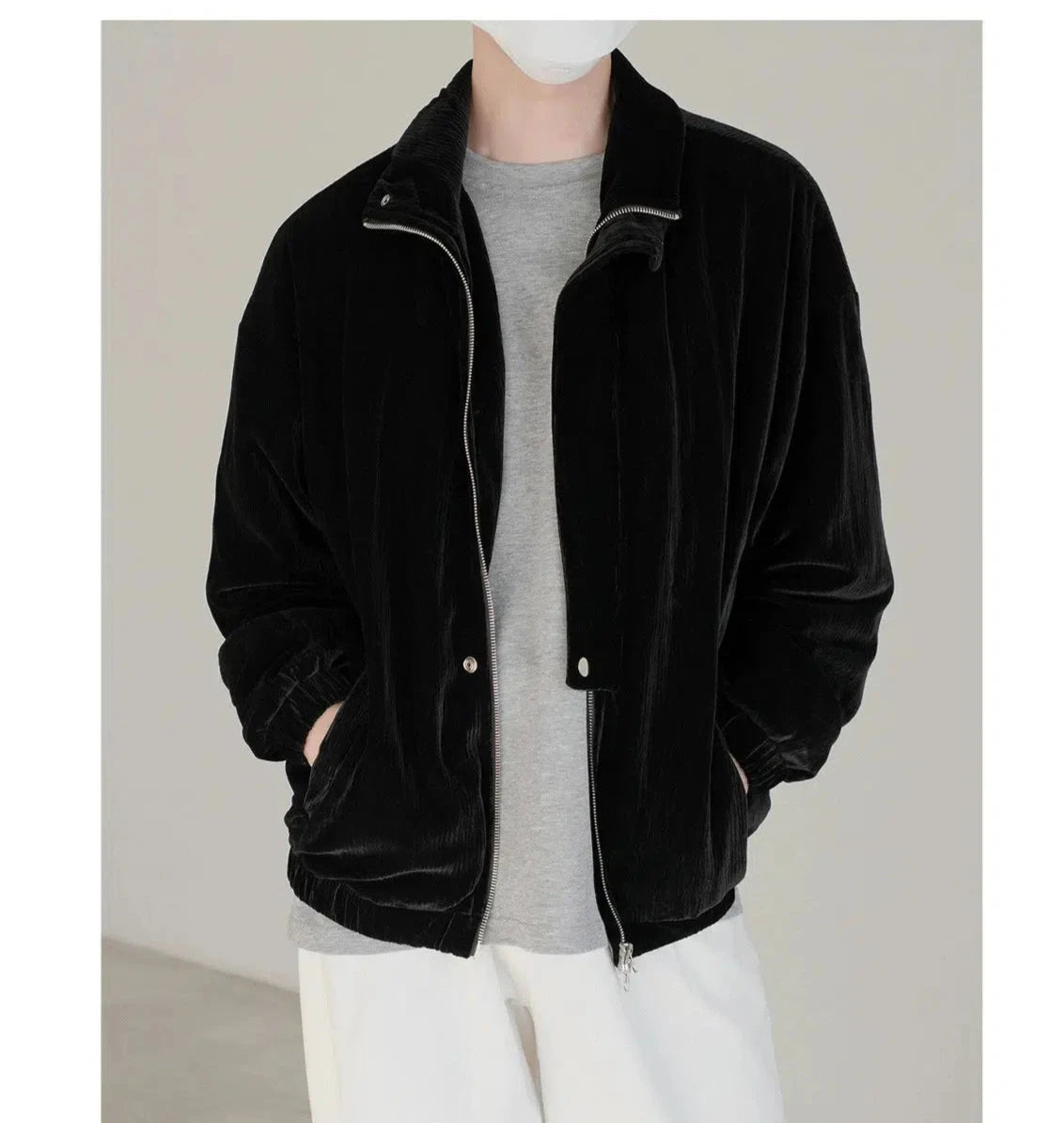 Effortless Outfits Velvet Zip-Up Jacket