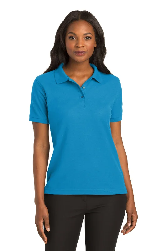 All-Day Style Port Authority Womens Silk Touch Wrinkle Resistant Short Sleeve Polo Shirt - Turquoise Blue All-Day Style Port Authority Womens Silk Touch Wrinkle Resistant Short Sleeve Polo Shirt - Turquoise Blue