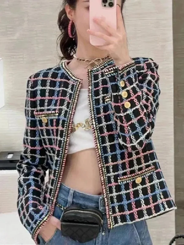 Luxe Comfort Plaid Casual Tweed Jacket Women