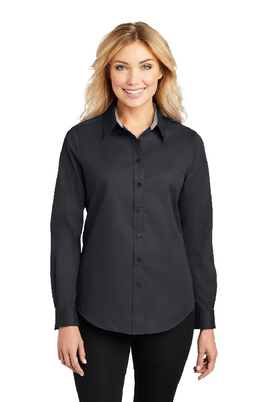 Fashion Style Port Authority Womens Easy Care Wrinkle Resistant Long Sleeve Button Down Shirt - Classic Navy Blue - Closeout Fashion Style Port Authority Womens Easy Care Wrinkle Resistant Long Sleeve Button Down Shirt - Classic Navy Blue - Closeout