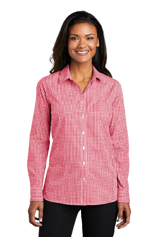 Boutique Recommendation Port Authority Womens Broadcloth Gingham Wrinkle Resistant Long Sleeve Button Down Shirt - Rich Red/White - Closeout Boutique Recommendation Port Authority Womens Broadcloth Gingham Wrinkle Resistant Long Sleeve Button Down Shirt - Rich Red/White - Closeout