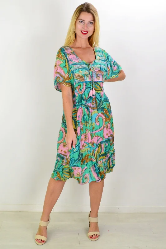 Floral Prints Mennagio Boho Bib Dress Tunic