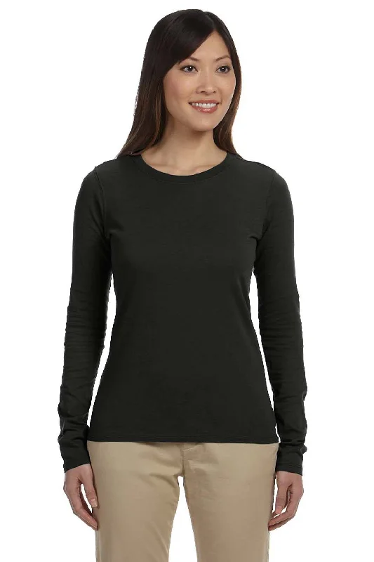 Bright Colors Econscious Womens Long Sleeve Crewneck T-Shirt - Black