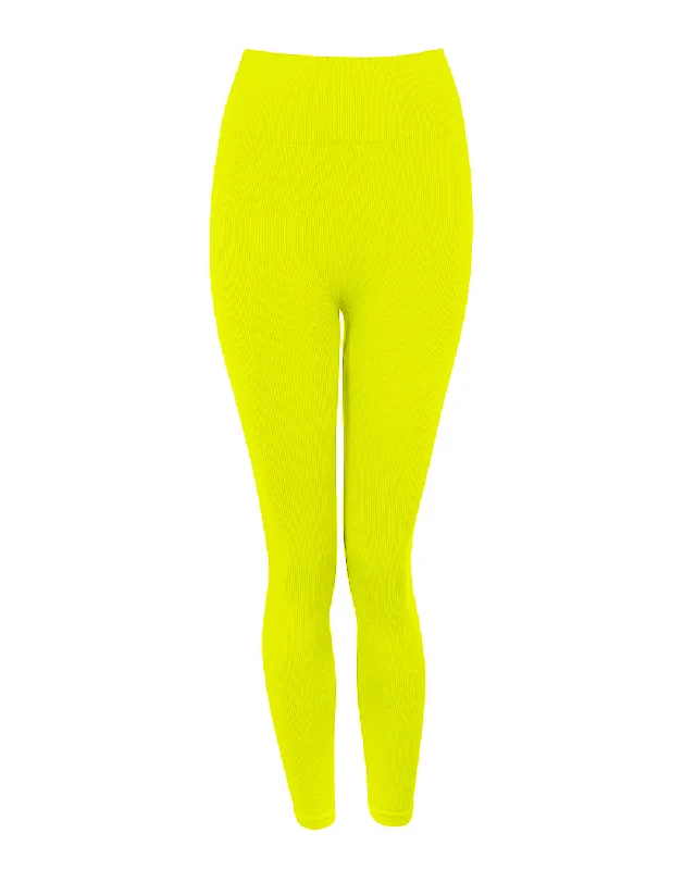 Fashion Comfort AWAKEN Ribbed Leggings | Neon yellow