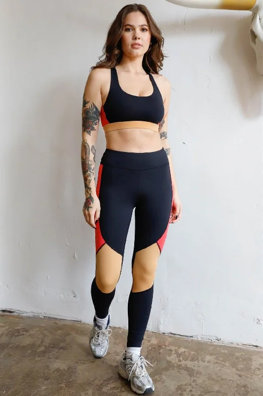 High Street Fashion Trendy Color Block High-Waist Workout Leggings