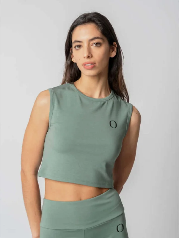 Design Must-have Lyocell Sleveless Crop Top | Rosemary Green
