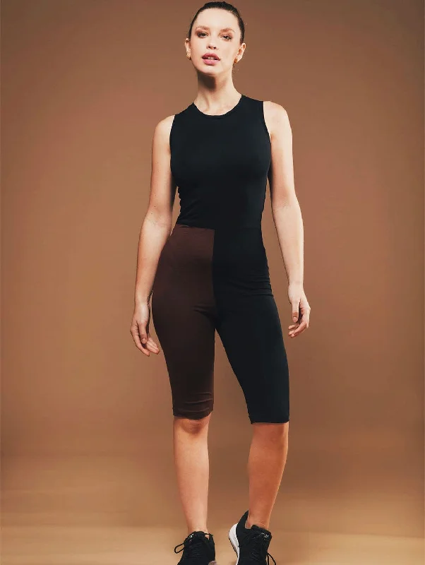 Effortless Outfits Organic Cotton Cycling Short Jumpsuit | Black & Brown