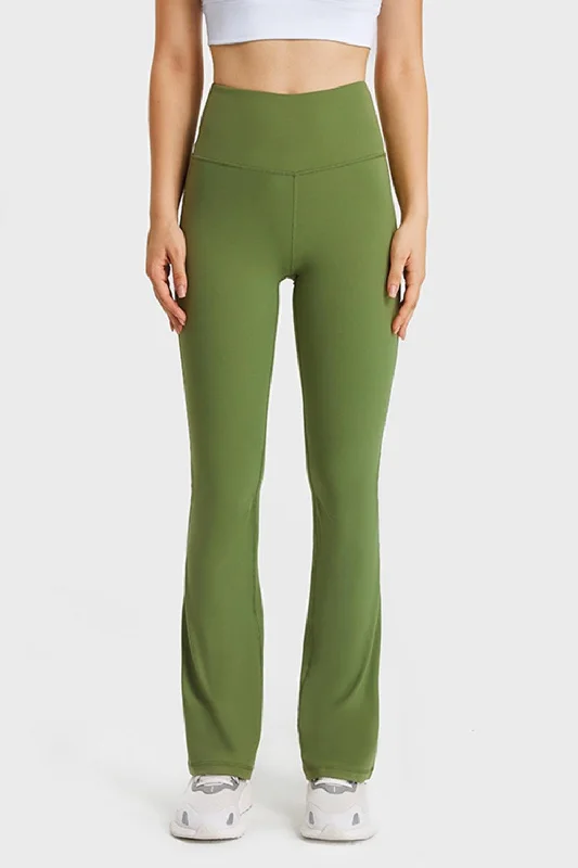 Cozy Look Elastic Waist Flare Yoga Pants