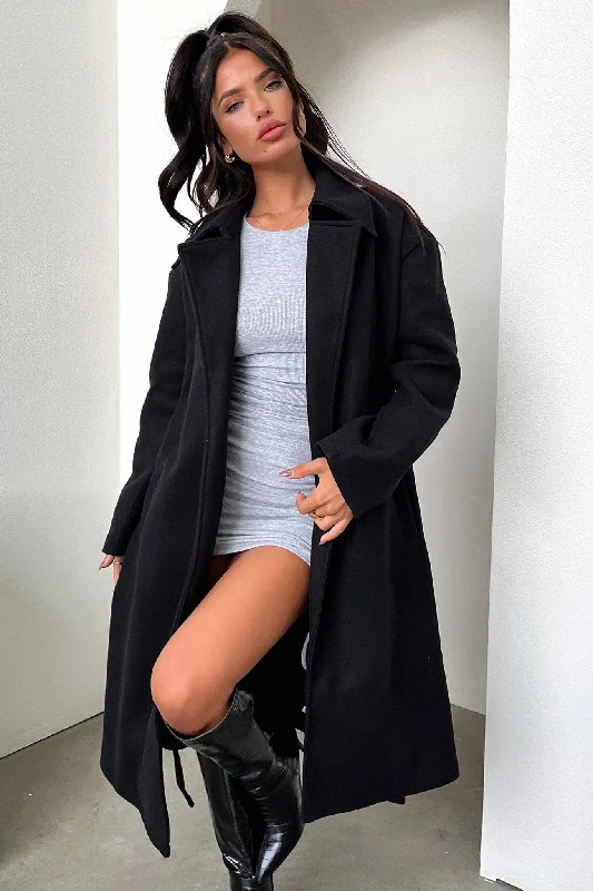 Bright Colors Francesca Coat - Black