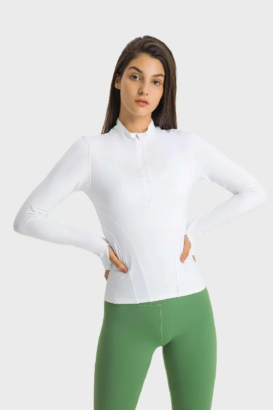 Leisure Sports Half Zip Thumbhole Sleeve Sports Top