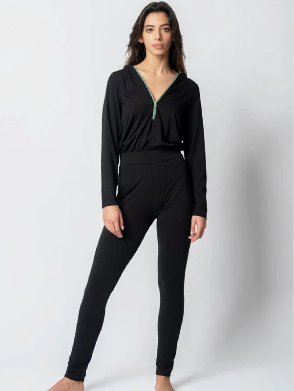 Comfortable Outfits Lyocell Hoodie Jumpsuit | Black