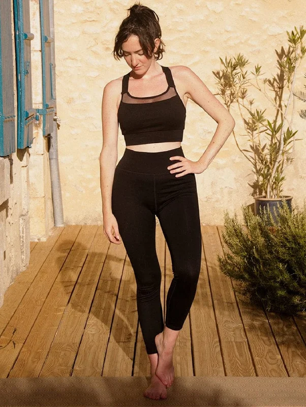 High Street Series Surya TENCEL™ & Recycled Tulle Leggings | Black
