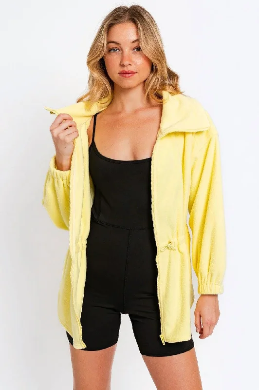 Easy Wear Chic Yellow Lemon Hoodie Soft Fleece Jacket